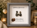 Personalised 3rd Wedding Anniversary Leather Gift, Pebble Art Box Frame, Custom Couple Keepsake, 3 Year Anniversary Gift for Husband Wife